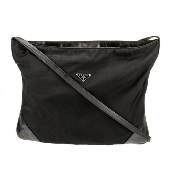 Prada Crossbody Bag Triangle Leather Trim Nylon Messenger  EUC - Picture 9 of 12